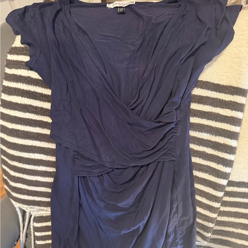 Elegant Navy Short Sleeve Nursing Top